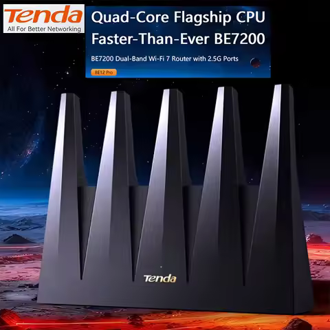 Tenda WiFi 7 BE7200 Dual-Band Wi-Fi Router 2.5G Ports Quad-Core CPU up to 7141Mbps Vertical Design S