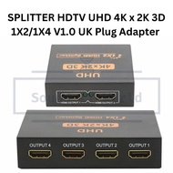 SPLITTER HDTV UHD 4K x 2K 3D 1X2/1X4 V1.0 UK Plug Adapter