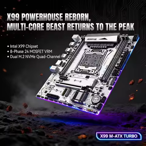 JGINYUE X99 Motherboard LGA 2011-3 Support Xeon E5 V3 V4 CPU and DDR4 RAM Memory M.2 NVME SATA WIFI