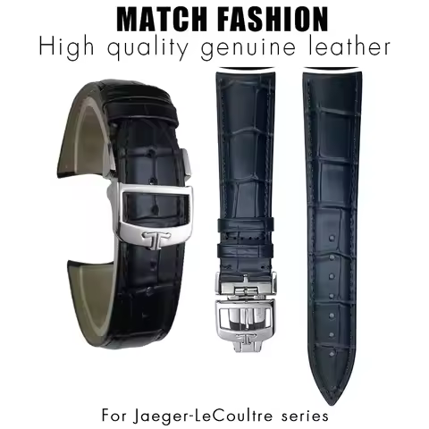 19mm 20mm 21mm 22mm Curved End Cowhide Watchband for Jaeger LeCoultre Master Control Soft Genuine Le