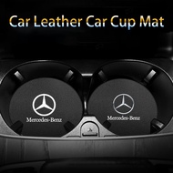 2pcs car cup holder mat non-slip microfiber leather coffee beverage cup mat for Mercedes-Benz AMG A 