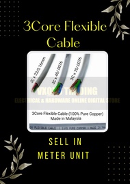 3 Core Flexible Cable|Wire Grey 100% Pure Copper | Kabel 3 Core Wayar Kabel ~VXON9 Trading