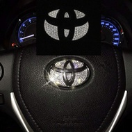 Car Steering Wheel Emblem 3D Diamond Rhinestone Logo Bling Decorative Sticker for Toyota Vios Corolla Reiz HighLander Camry RAV4 Crown Sienta Hiace Alphard Land Cruiser Accessories