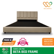 BETA Bed Frame, Fabric-Like PVC, Easy to Clean Firm Base, Available Sizes (King, Queen, Super Single, Single)