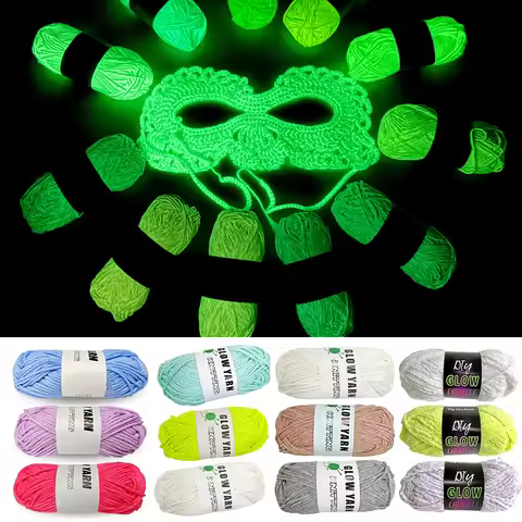 2025 New 2mm 4mm Luminous Yarn Glow in the Dark Polyester Yarn DIY Hand Knitting Wool Yarn For Croch