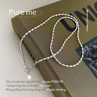 S925 EVERMORE Italian Silver Necklace, lucky rice grain shape, meaning full of happiness and luck D0