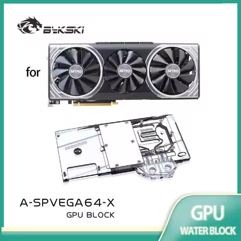 Bykski Water Block for Sapphire Nitro+ Radeon RX Vega 64 8GB HBM2 (11275-03-40G) Full Cover GPU Copp