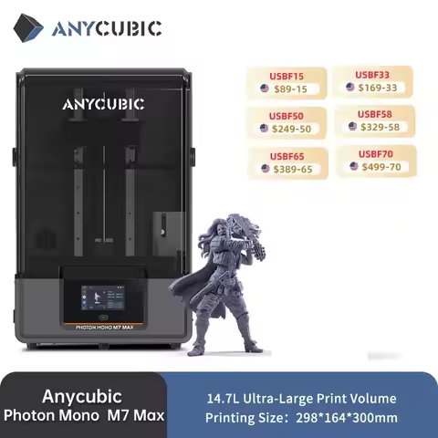 ANYCUBIC Photon Mono M7 Max AE AE Version 7K Mono LCD 3D Printer 14.7L Ultra-Large Print Volume LCD 