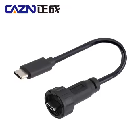 CAZN Waterproof IP67 IP68 Type C Male to Male Overmolded Cable Threaded-type Type-C 3.1 10GB