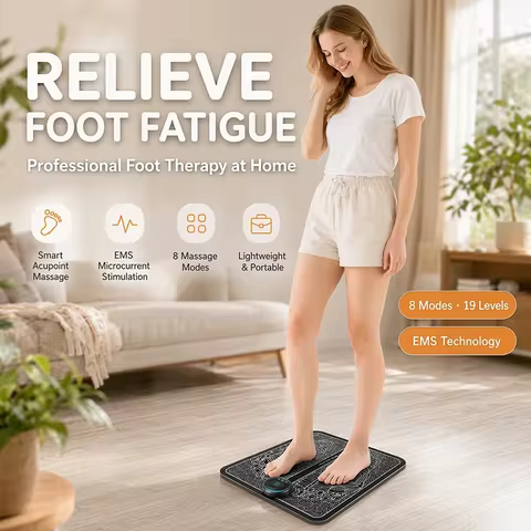 Remote Control EMS Foot Massage Mat, Portable Pulse Foot Massager, Relieve Foot Fatigue for Long Tim