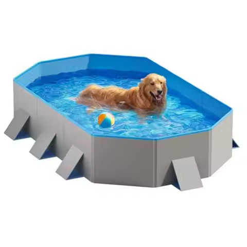 Foldable Dog Pool with Sturdy Square Design Durable 71 L x 39 W x 12 D Extra Large Portable Pet Bath