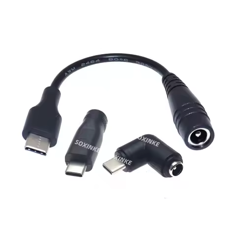 DC5.5 x 2.1 mm Female jack to Type-C USB 3.1 Male Plug USB-C male DC Power Connector Adapter DC to T