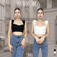 [LadyDarun] Crop Top Soft Stretch Ribbed Fabric Princess Sleeves CP40