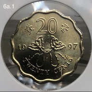 6a.1香港貳毫 1997年【原包拆出--全新未使用】【回歸紀念版 蝴蝶風箏二毫】 香港舊版錢幣・硬幣 $10