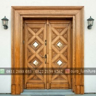 pintu depan kayu jati rumah minimalis mewah,kusen pintu kupu tarung