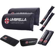 Biochemical Crisis Umbrella Carbon Fiber Car Seat Neck Pillow Safety Belt Pad Cover Shoulder Pad Gap Leak-Proof Stopper Sun Visor CD Holder Storage Pocket Car Steering Wheel Cover for Mazda Subaru Jeep Ford