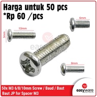 50x Screw Spacer M3 Bolt JP 6mm 8mm 10mm Bolt M3
