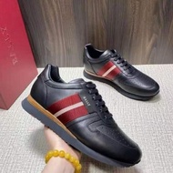 Sepatu Sneaker Pria Bal Black Leather Import Fashion Branded Vip