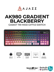 คีย์บอร์ดเกมมิ่ง Ajazz AK980 Gradient Blackberry Tri-Mod Gift V2 Switch Gasket Mechanical Keyboard ร