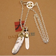 สร้อยคอขนนก Goros สะพานสูงเงอะงะชุดเงินแท้925 goros แบบเรียบง่ายสำหรับผู้ชายและผู้หญิงแบบเดียวกันกับ