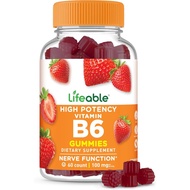Lifeable Vitamin B6 Gummies | 100mg | Great Tasting VIT B6 Supplement | Vegan B6 Vitamins for Nerve 