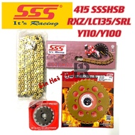 [415 SSS GOLD] RXZ Y125 LC135 SRL 415 Sprocket Set & Chain 3 In 1 Heavy Duty Sprocket & SSS RACING H