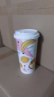 Ly giấy 22oz - 650ml mẫu Trái Cây Set 50-300 cái kèm nắp