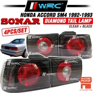 Sonar Honda Accord SM4 1992 - 1993 Diamond Tail Lamp ( Clear + Black )