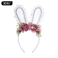 New* Floral Bunny Headband Comfortable Bunny Ears Headband Bunny Headband with Lace Bunny Ears and C