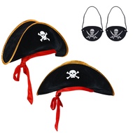 Pirate Hat Skull Print Pirate Captain Cap Pirate Accessories Party Hat for Halloween Cosplay Caribbe