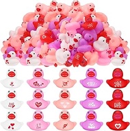 Junkin Mini Rubber Ducks 1.57 Inch Small Rubber Ducks in Bulk Festive Rubber Ducks Heart for Birthda