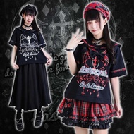 原創最後的晚宴格紋花邊綁帶短袖水手服T恤附領結不良JK【JJ2496