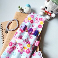 鋼筆筆袋, 和風3枝裝鋼筆筆套, 淺藍色櫻花