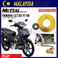 LC135 V8 Set Rantai Motor REGINA / METTAL  Sprocket Set Yamaha LC135 V1 - V8 Rantai REGINA Gold