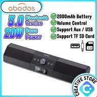 abodos 20W HIFI Bass Power 5.0 bluetooth wireless portable speaker volume control 3.5mm jack aux USB TF SD Card speakers