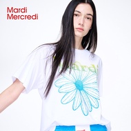 Mardi Mercredi เสื้อยืดแขนสั้น พิมพ์ลายดอกเดซี่ ไล่โทนสี ขนาดเล็ก แฟชั่นฤดูใบไม้ผลิS-5XLS-5XL