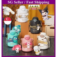 (SG Seller) Sanrio Kuromi Melody Children Water Bottle Straw Thermos Cup 316 Stainless Steel Water C