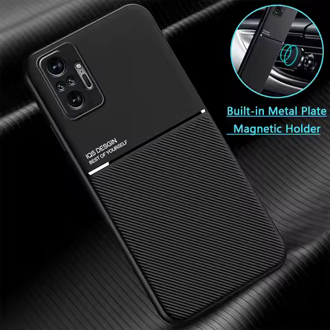 For Xiaomi Redmi Note 10 10S Case Car Magnetic Holder Leather Phone Case For Redmi Note 10 Pro Max N