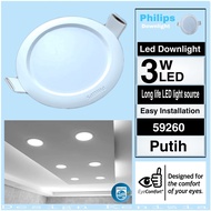 PUTIH Philips Eridani 3 Watt LED Downlight ~ White / Philips 3 Watt LED Downlight - 6500K / Philips 