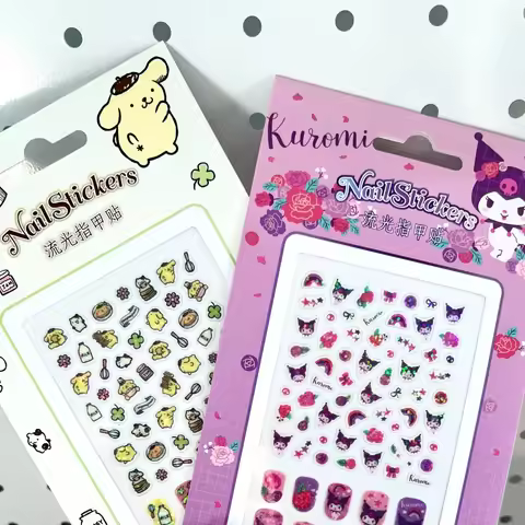 Genuine Sanrio Cartoon Print Nail Sticker Toys Kawaii Kuromi My Melody Pompompurin Pochacco Manicure
