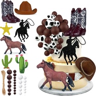 34 PCS Cowboy Cake Toppers Cowboy Hat and Boot Horse Cake decorations Western Cowboy Cowgirl Birthda