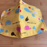 文青風環保純棉透氣完兒童布口罩套 鯨魚度假