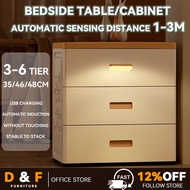 DF Bedside Table With Automatic Induction Lighting Storage Cabinet Chest Of Drawers Bedside Cabinet Side Cabinet【3-6 Tier】