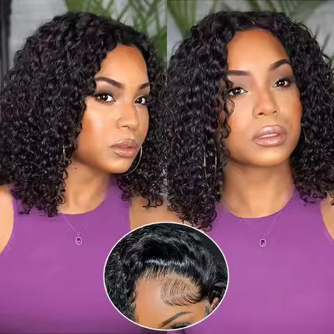 Bob Wig Human Hair Wear And Go Glueless Short Curly Hd Lace Front Human Hair Wigs Pre pluck With Bab