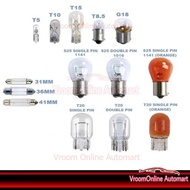 Universal Car Halogen Bulb - T5 / T10 / T15 / 4038 / 1156 / 1141 / 1016 / T20 / T20 AMBER / ROOM LIG