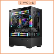 YUYIN4 เคสคอมพิวเตอร์กระจกใส270องศาเคส PC Tower สำหรับ M-ATX เมนบอร์ด ITX CPU Water Cooler SSDx1 + H