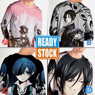 Black Butler T-shirt Long Sleeve Polyester Material Fullprint T-shirt Jersey