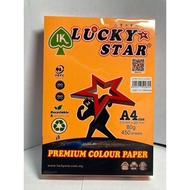 【1PACK=450SHEET ! ! !】LUCKY STAR PREMIUM COLOUR PAPER 80GSM 450 SHEET (CS371 CYBER ORANGE) CYBER COL