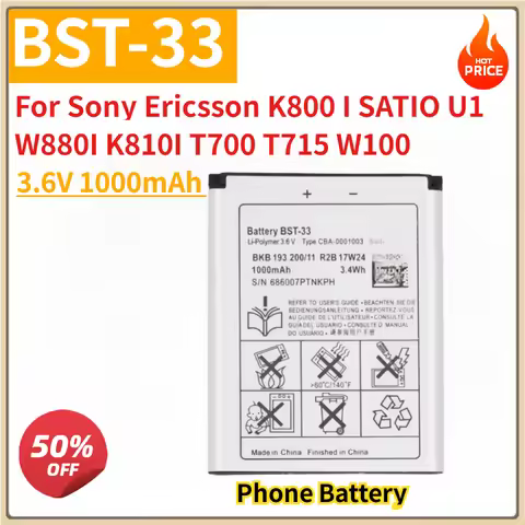 New Replacement Mobile Phone Battery 3.6V 1000mAh BST-33 For Sony Ericsson K800 I SATIO U1 W880I K81