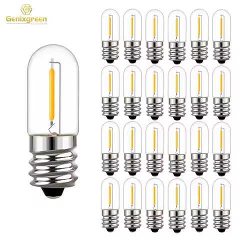Genixgreen Mini Night Light Bulbs E12 E14 Vintage Dimmable Small Fridge Bulb T16 Warmer 2200K Led Fi